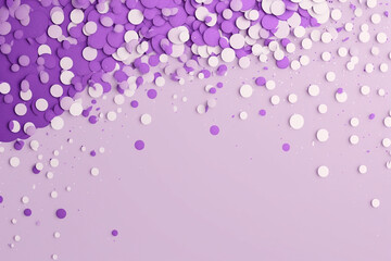 Violet and white confetti on the light lilac background created by AI