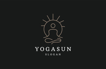 Yoga, Zen and sun logos, linear icons and elements. 