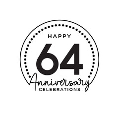 64 years anniversary. Anniversary template design concept, monochrome, design for event, invitation card, greeting card, banner, poster, flyer, book cover and print. Vector Eps10