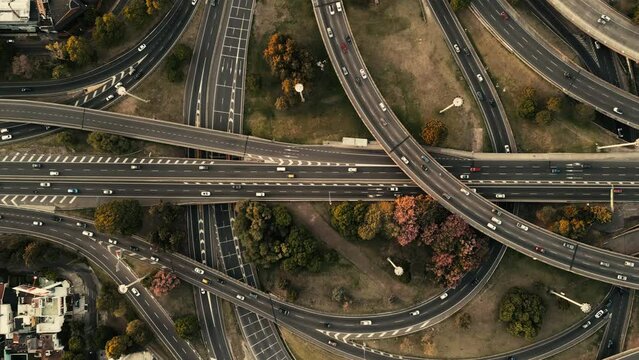 Highway from above Daylight Drone view