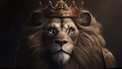 majestic lion king digital art illustration, Generative AI
