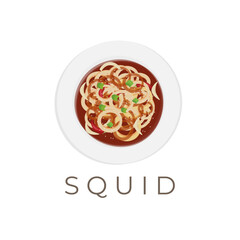 Delicious Sweet And Sour Squid Dish Vector Illustration Logo