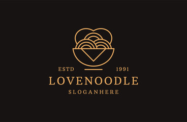 Love noodle logo concept. Japanese template vector .
