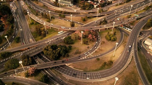 Highway from above Daylight Drone view