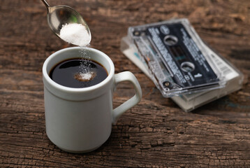 Cup of coffee with sugar
