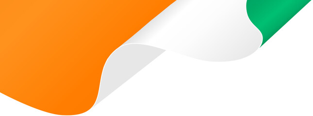 Cote d’Ivoire flag wave isolated on png or transparent background