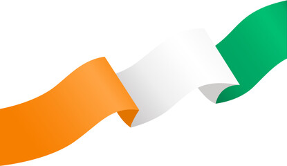 Cote d’Ivoire flag wave isolated on png or transparent background