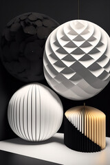 Geometric Sphere Lamps, Elegant Black & White Design Resource