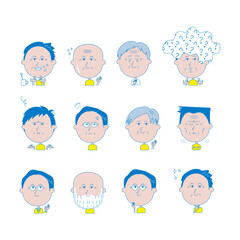 シニア男性　上半身のイラストセット