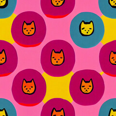 Naklejka premium Seamless background with cats. Generative AI