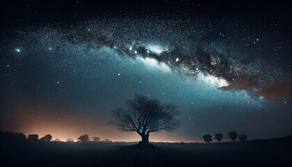 Obraz na płótnie Canvas Noite estrelada Nebulosa Via Láctea IA Generativa