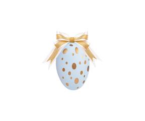 Blue egg with golden dots on a transparent background