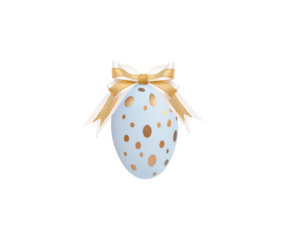 Blue egg with golden dots on a transparent background