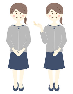 案内する女性・全身セット