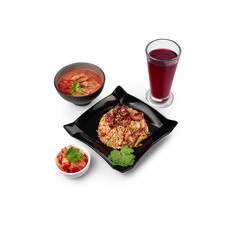 Lunch with Tom Yam white background isolate