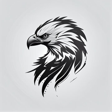 A black and white picture of an eagle's head, Generative Ai