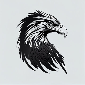 A black and white picture of an eagle's head, Generative Ai