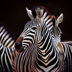 Plains zebra and foal stand facing