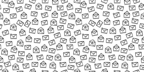 Fototapeta na wymiar hand drawing doodle email letter icon seamless pattern background