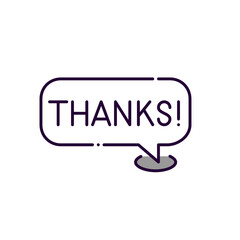 Speech bubble with a word Thanks. Thanksgiving line icon