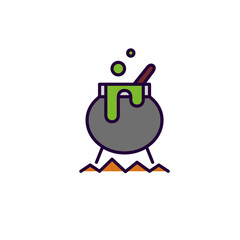 Witch's caldron. Spooky season Halloween illustration