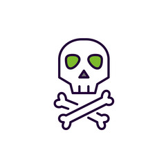 Skull and crossbones. Spooky Halloween illustration