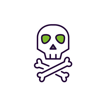 Skull and crossbones. Spooky Halloween illustration