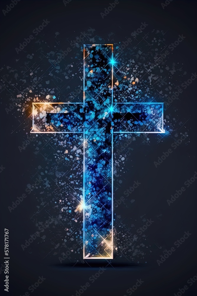 Wall mural Digital poly holy Cross created with generative ai technology - Wall murals