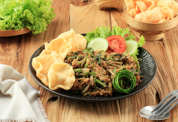 Lotek Bandung, Sundanese Traditional Healthy Salad Made from Various Boiled vegetable with Spicy...