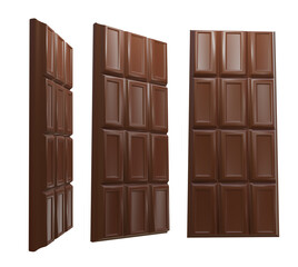  3d rendering of a clean shiny chocolate bar perspective view