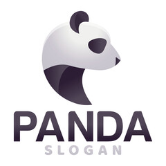 Modern vector gradient 3d design simple minimalist logo template of cute panda bear cartoon head vector for brand, emblem, label, badge. Isolated on white background. © aldonat