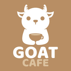 Modern mascot flat design simple minimalist cute goat sheep lamb logo icon design template vector with modern illustration concept style for cafe, coffee shop, restaurant, badge, emblem and label