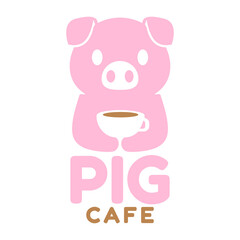 Modern mascot flat design simple minimalist cute piggy logo icon design template vector with modern illustration concept style for cafe, coffee shop, restaurant, badge, emblem and label