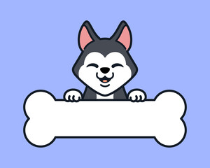 Siberian Husky Over Bone Banner or Name Tag © siridhata