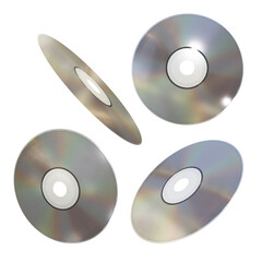  3d rendering computer equipment cd compact disk optical data storage perspective view - obrazy, fototapety, plakaty