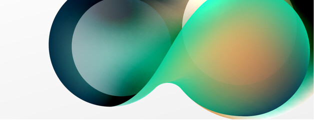 Fluid abstract background, round shapes and circle flowing design for wallpaper, banner, background or landing