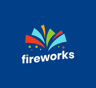 Firework Logo Design on a blue background