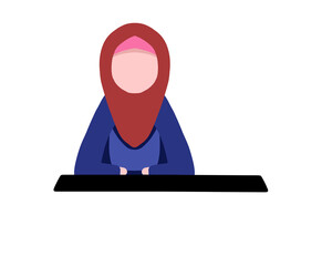 Hijab Girl Flat Character Cartoon Cute