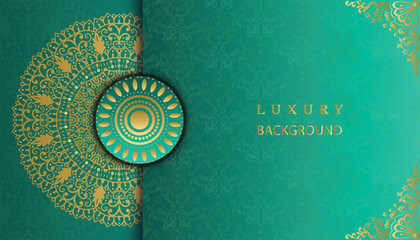 Arabesque style decorative golden mandala background. Ornamental floral loyal frame, greeting and invitation card.