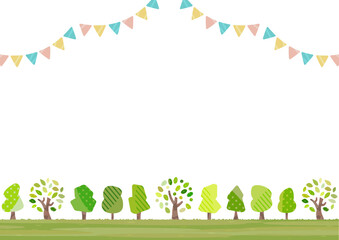 樹木が並ぶシンプル背景