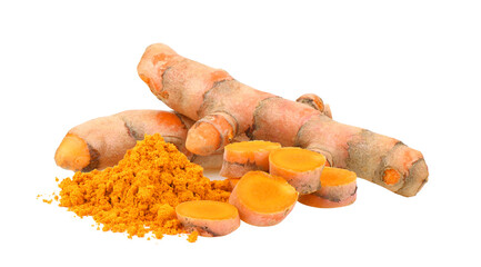 Turmeric isolated on transparent png - obrazy, fototapety, plakaty