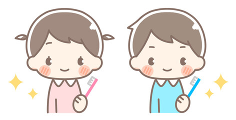 歯ブラシを持つ子供