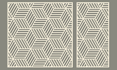 Abstract geometric pattern of polygonal shape and connect with a line. Laser cutting decorative panel Template for cutting plywood, wood, paper, cardboard and metal.