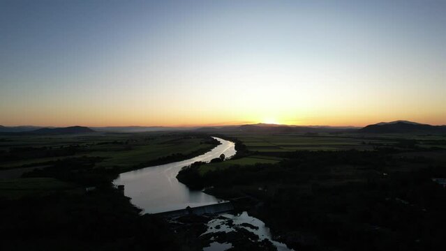 Spectacular aerial footage of Sunset at Bushland Beach Townsville Queensland, Australia
