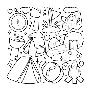 Camping Colouring Page For Kid