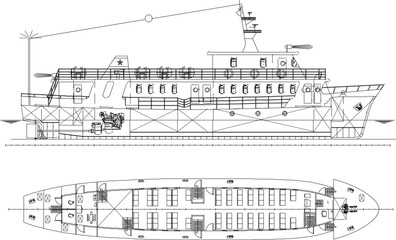 Travel passenger cruise ship illustration vector sketch