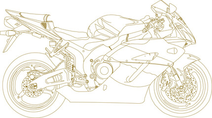 Vector sketch of gold big cc motorbike illustration for racer