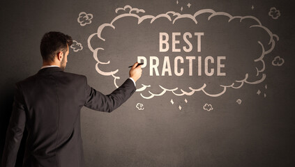 businessman drawing a cloud with inscription