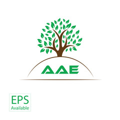 Obraz premium AAE letter tree shape logo. AAE brush art logo. AAE logo for commercial use. 