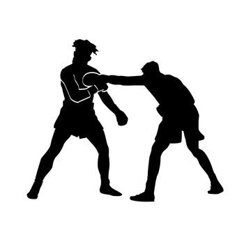 boxer player punch silhouette, punch entry silhouette, boxer logo